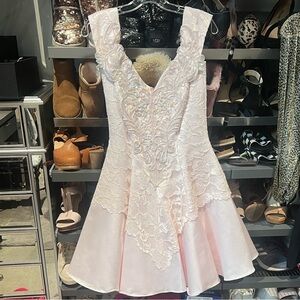 Karen Okada Vintage Pink Lace Dress